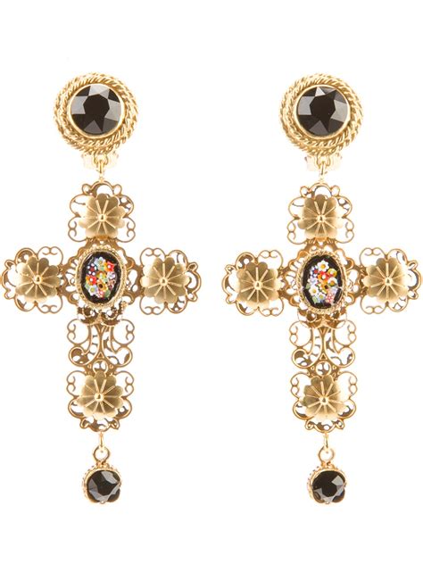 dolce and gabbana cross earrings replica|dolce and gabbana hoop earrings.